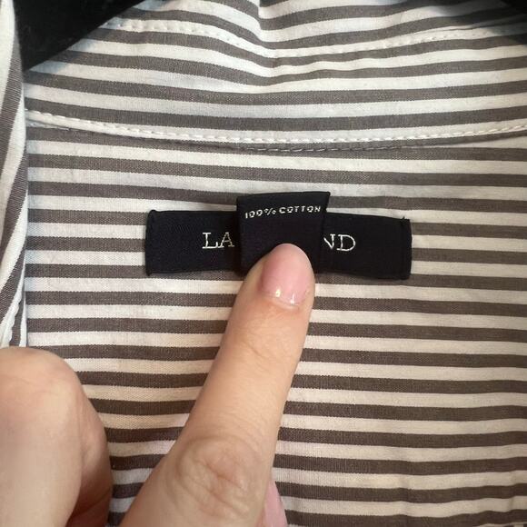 Lands End White and Gray Striped Button up 100% Cotton size 10 - Picture 9 of 9